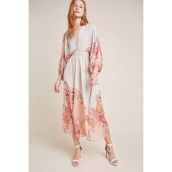 Misa Los Angeles Paisley Floral Boho Dress Emala V Neckline Vacation Sz Small - Picture 8 of 8